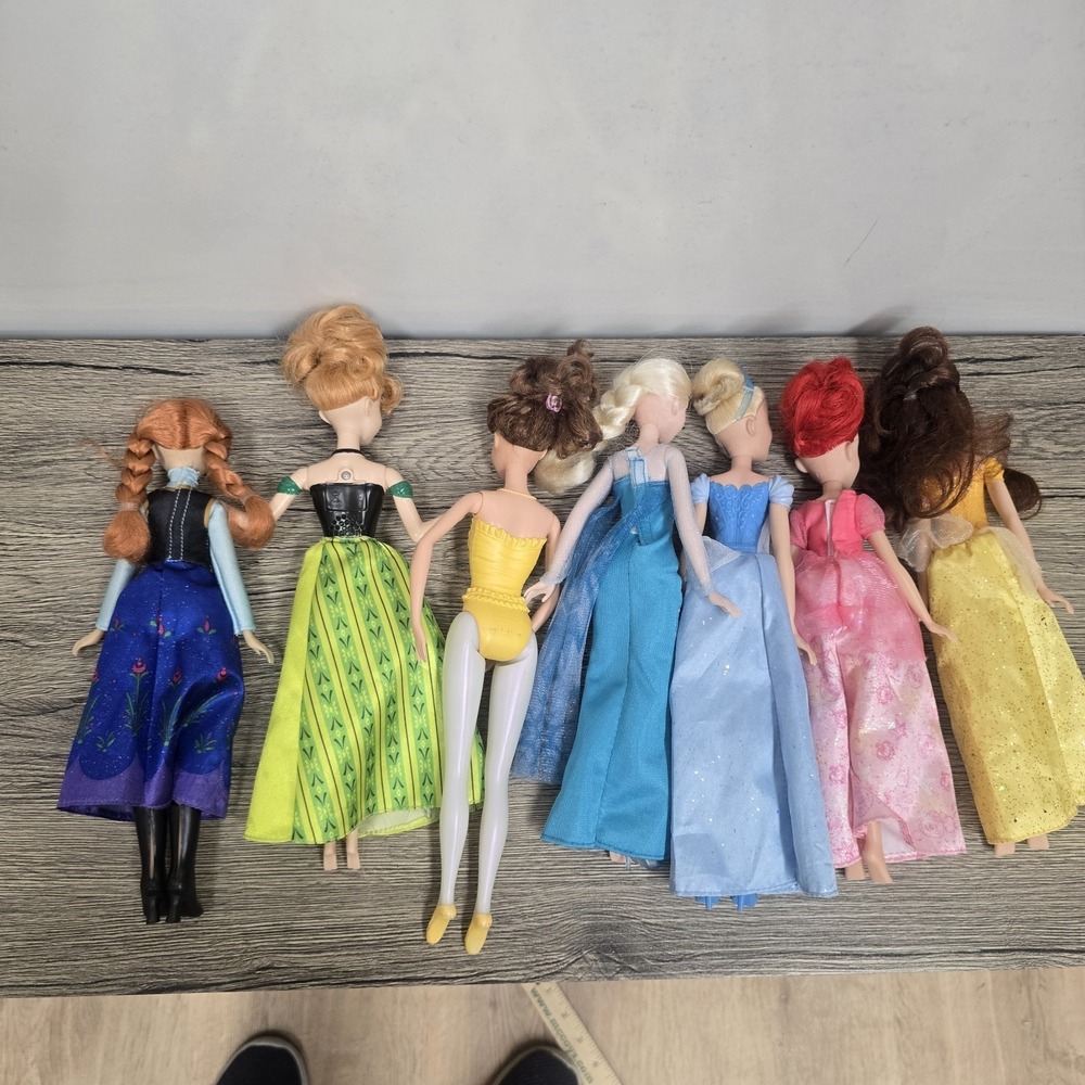 Lot of 7 Disney Dolls Princess Elsa Belle Anna Cinderella Ariel Beauty Beast - Picture 5 of 7